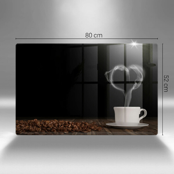 Skleněná deska za sporák Srdce šálku kávy