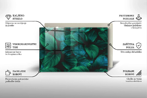 Skleněná deska za sporák Listy džungle