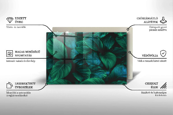 Skleněná deska za sporák Listy džungle