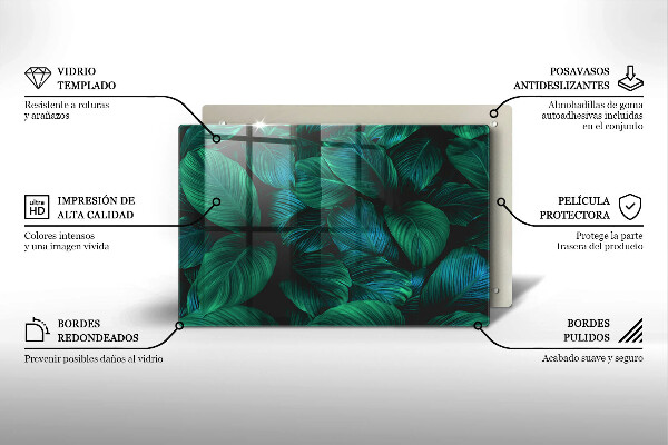 Skleněná deska za sporák Listy džungle