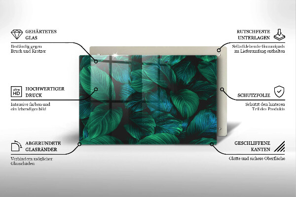 Skleněná deska za sporák Listy džungle
