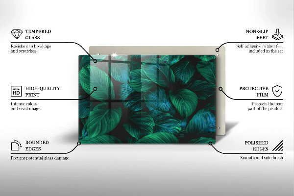 Skleněná deska za sporák Listy džungle