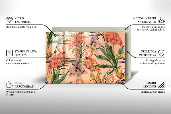 Skleněná deska za sporák Plameňáci ilustrace