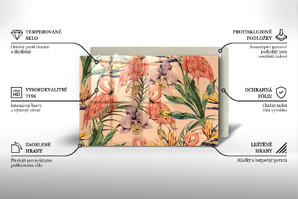 Skleněná deska za sporák Plameňáci ilustrace