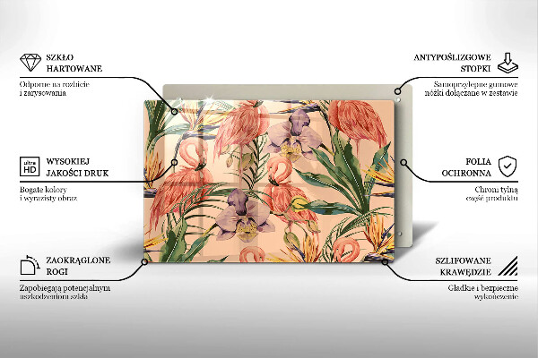 Skleněná deska za sporák Plameňáci ilustrace