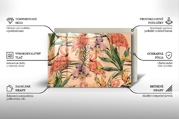 Skleněná deska za sporák Plameňáci ilustrace