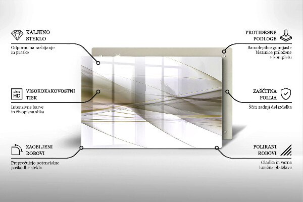 Skleněná deska za sporák Abstraktní linie designu