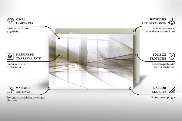 Skleněná deska za sporák Abstraktní linie designu