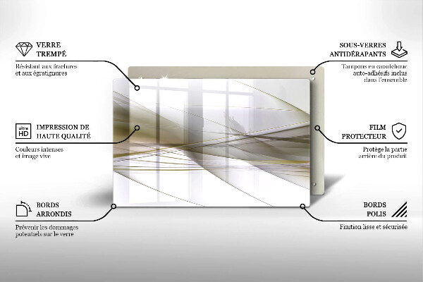 Skleněná deska za sporák Abstraktní linie designu