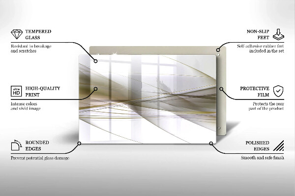 Skleněná deska za sporák Abstraktní linie designu