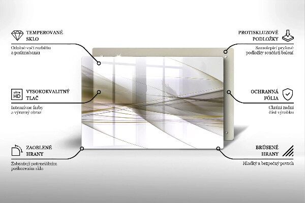 Skleněná deska za sporák Abstraktní linie designu