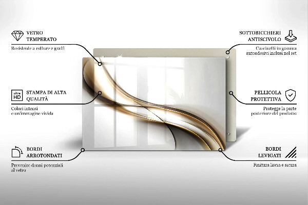 Skleněná deska za sporák Měkké linie abstrakce