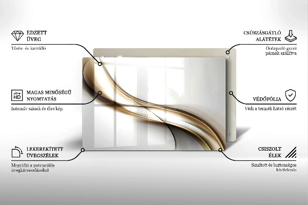 Skleněná deska za sporák Měkké linie abstrakce