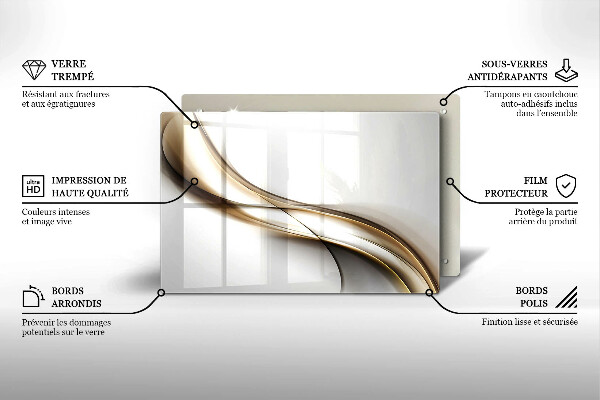 Skleněná deska za sporák Měkké linie abstrakce