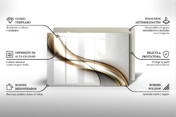 Skleněná deska za sporák Měkké linie abstrakce