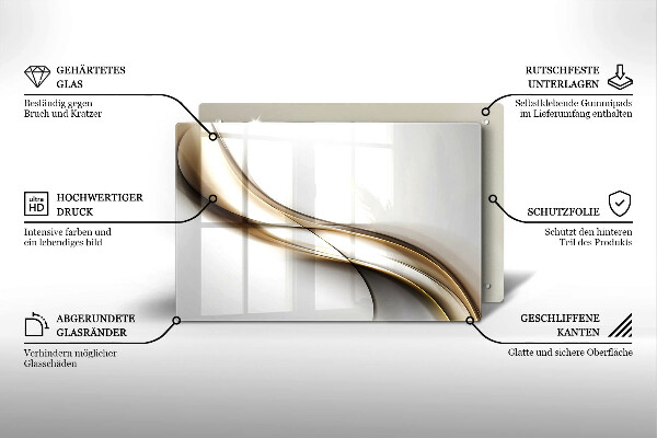 Skleněná deska za sporák Měkké linie abstrakce