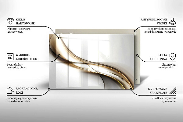 Skleněná deska za sporák Měkké linie abstrakce