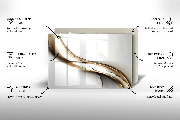 Skleněná deska za sporák Měkké linie abstrakce