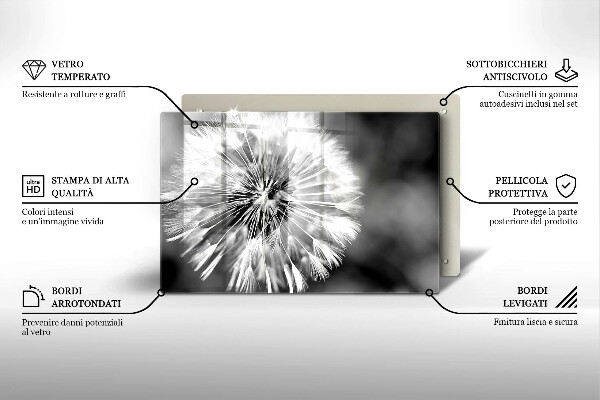 Skleněná deska za sporák Jemná pampeliška