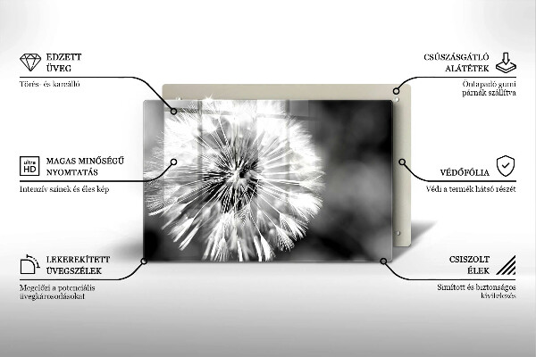 Skleněná deska za sporák Jemná pampeliška