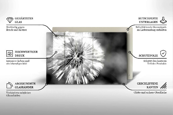 Skleněná deska za sporák Jemná pampeliška
