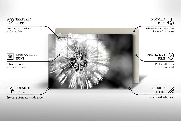 Skleněná deska za sporák Jemná pampeliška