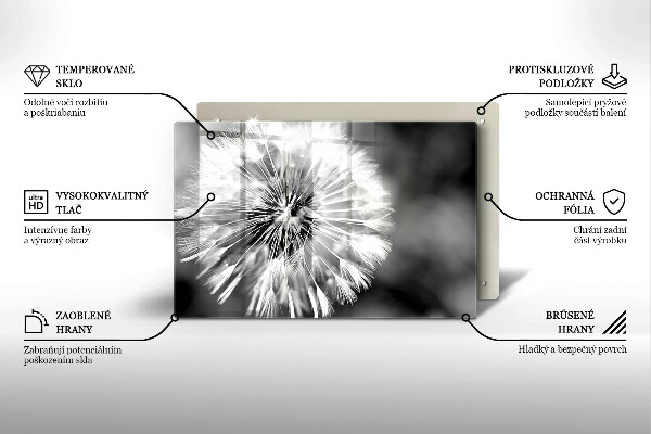 Skleněná deska za sporák Jemná pampeliška