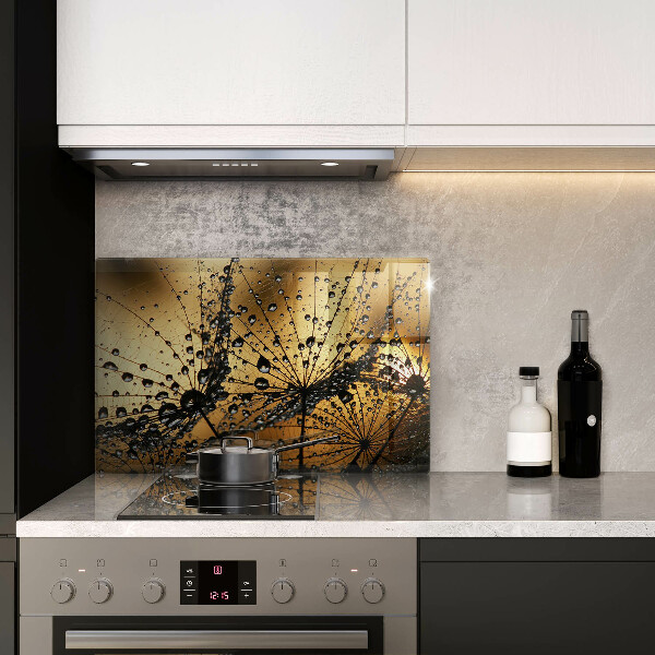 Skleněná deska za sporák Rosa a pampelišky