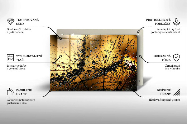 Skleněná deska za sporák Rosa a pampelišky