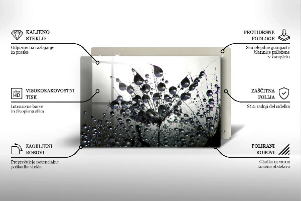 Skleněná deska za sporák Pampelišky a rosa