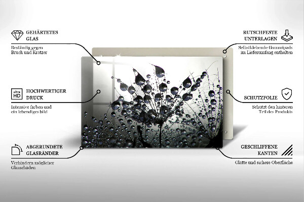 Skleněná deska za sporák Pampelišky a rosa