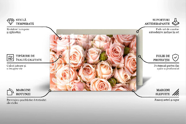 Skleněná deska za sporák Kytice jemných růží