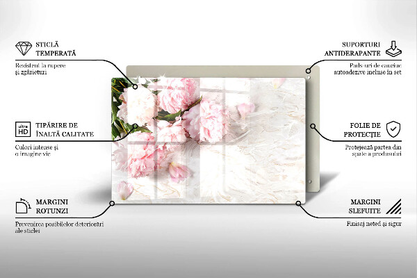 Skleněná deska za sporák Jemné květy růží