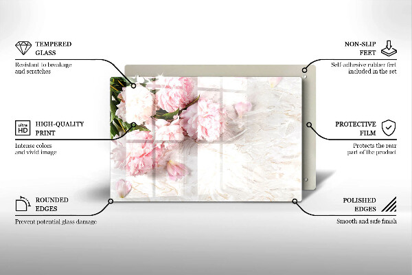 Skleněná deska za sporák Jemné květy růží