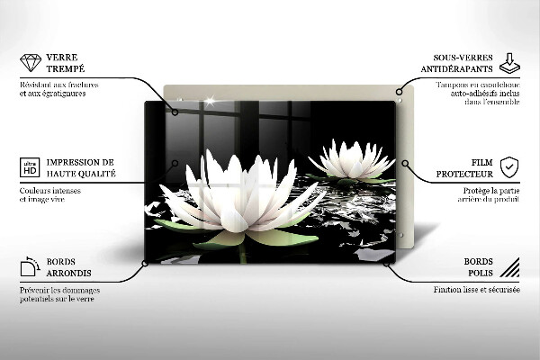 Skleněná deska za sporák Bílé lilie na vodě