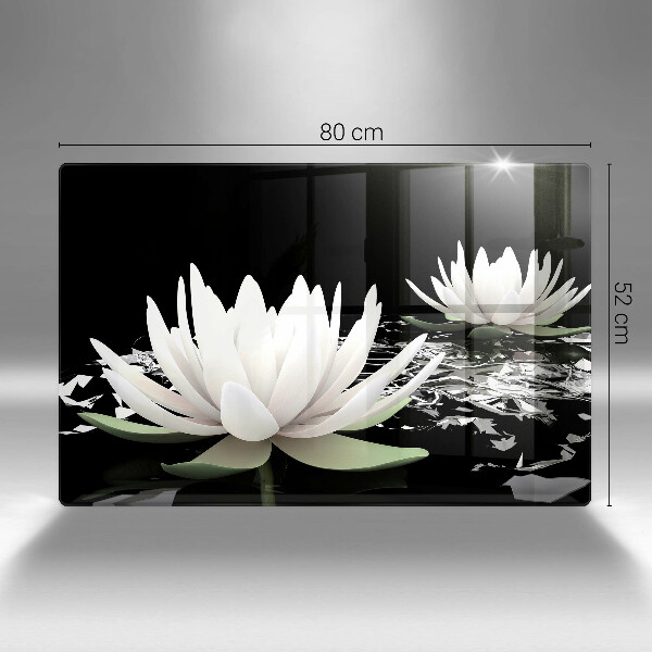 Skleněná deska za sporák Bílé lilie na vodě