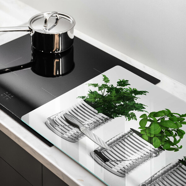 Skleněná deska za sporák Květináče s bylinkami