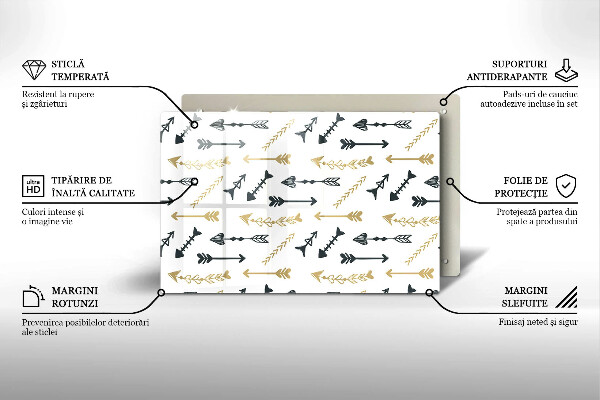 Skleněná deska za sporák Vzor boho šipky