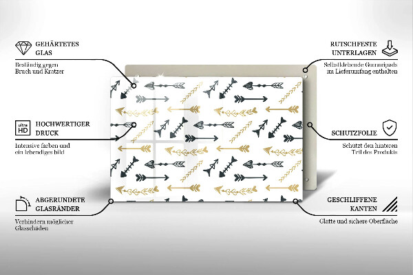 Skleněná deska za sporák Vzor boho šipky