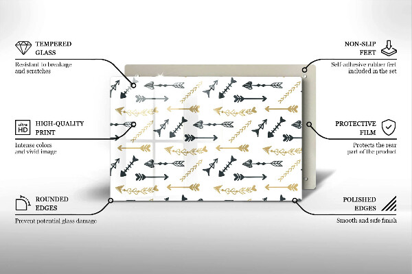 Skleněná deska za sporák Vzor boho šipky