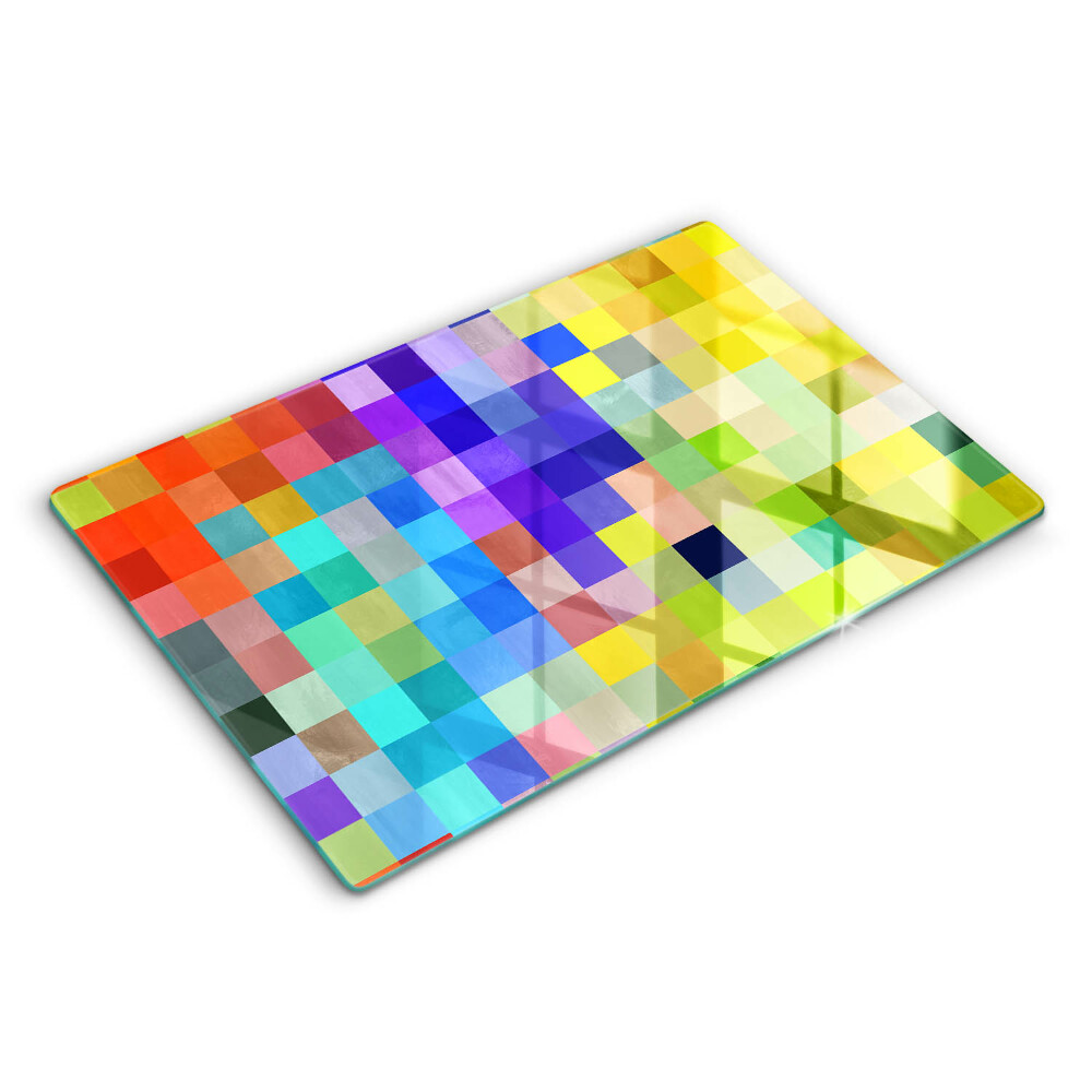 Skleněná deska za sporák Barevné pixelové čtverce