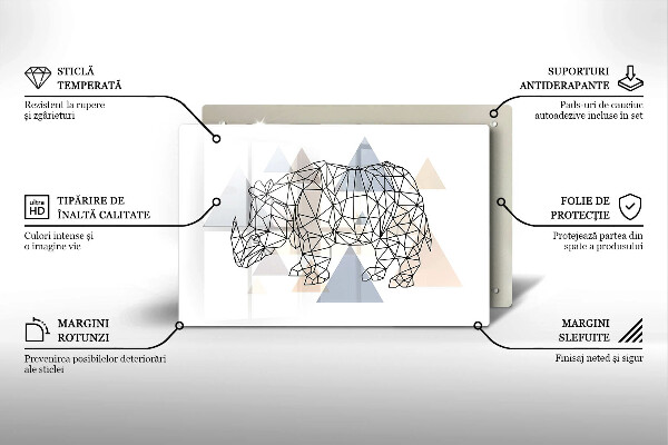 Skleněná deska za sporák Čárová grafika nosorožce