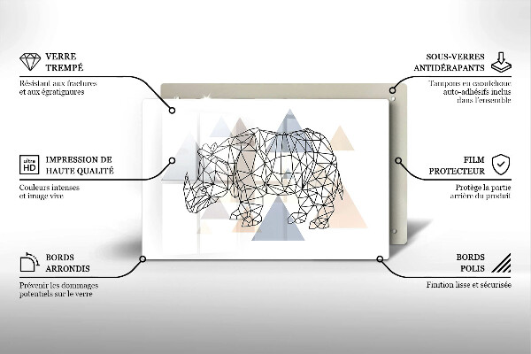 Skleněná deska za sporák Čárová grafika nosorožce