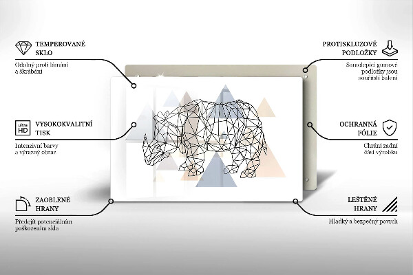 Skleněná deska za sporák Čárová grafika nosorožce