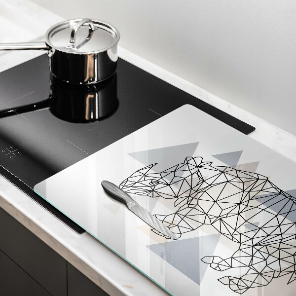 Skleněná deska za sporák Čárová grafika nosorožce