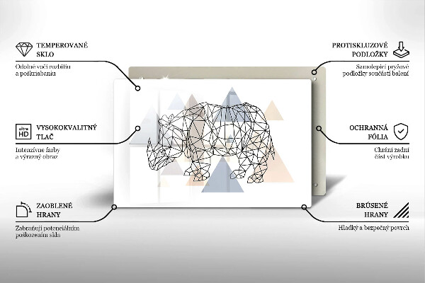 Skleněná deska za sporák Čárová grafika nosorožce