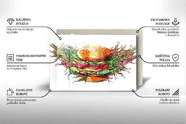 Skleněná deska za sporák Kresba hamburgeru