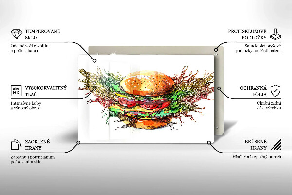 Skleněná deska za sporák Kresba hamburgeru