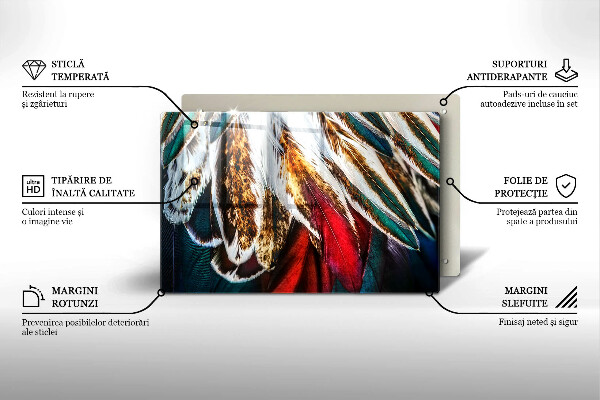 Skleněná deska za sporák Boho ptačí peří