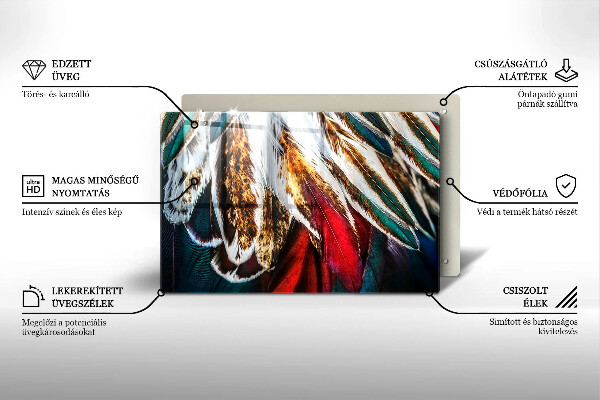 Skleněná deska za sporák Boho ptačí peří